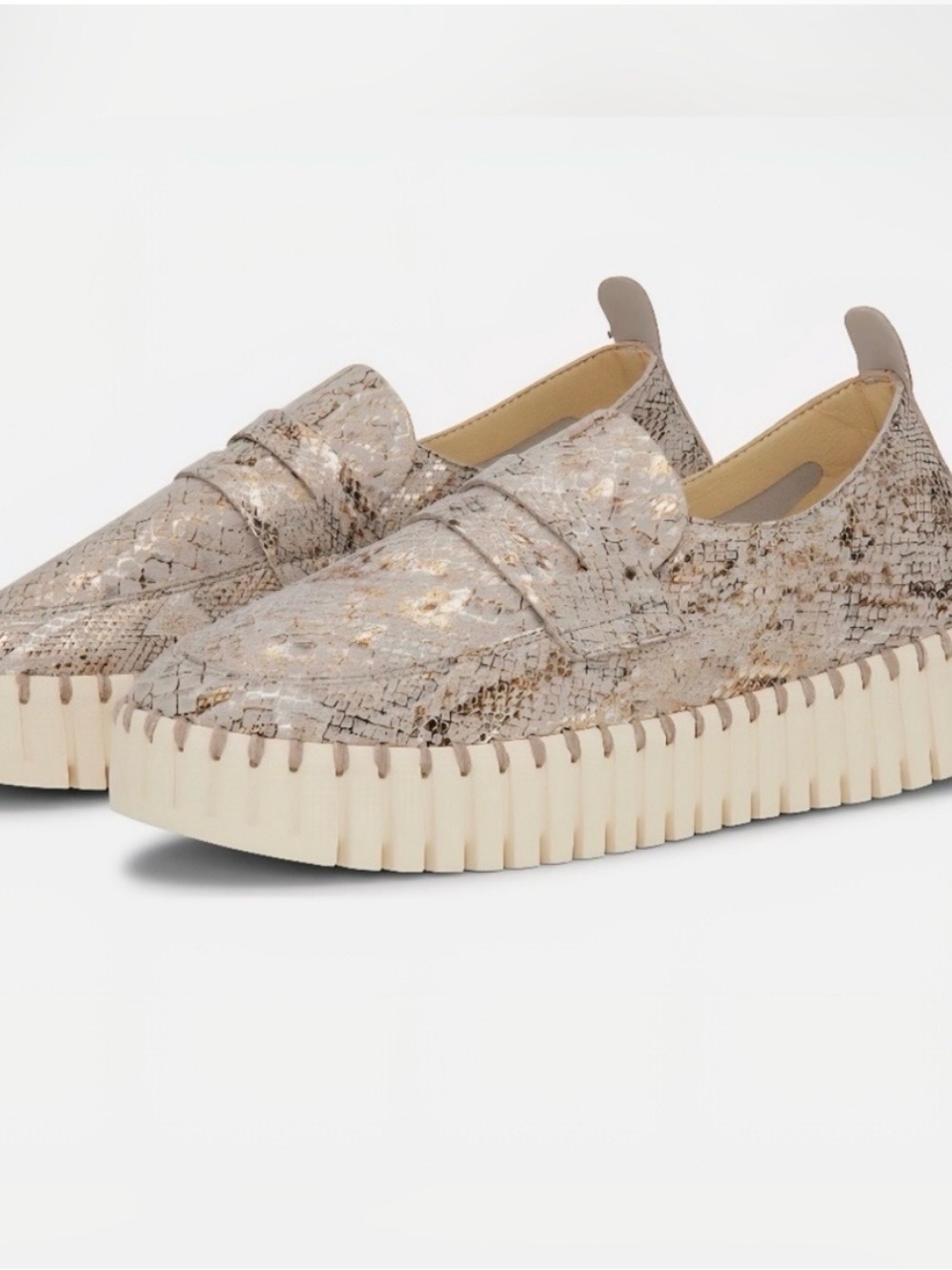 Isle Jacobsen Hornback Tulip Snakeskin Platform Loafers